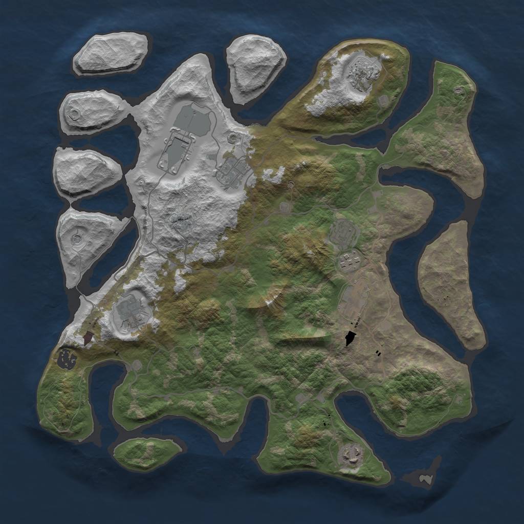 Rust Map: Barren, Size: 4000, Seed: 5478, 12 Monuments