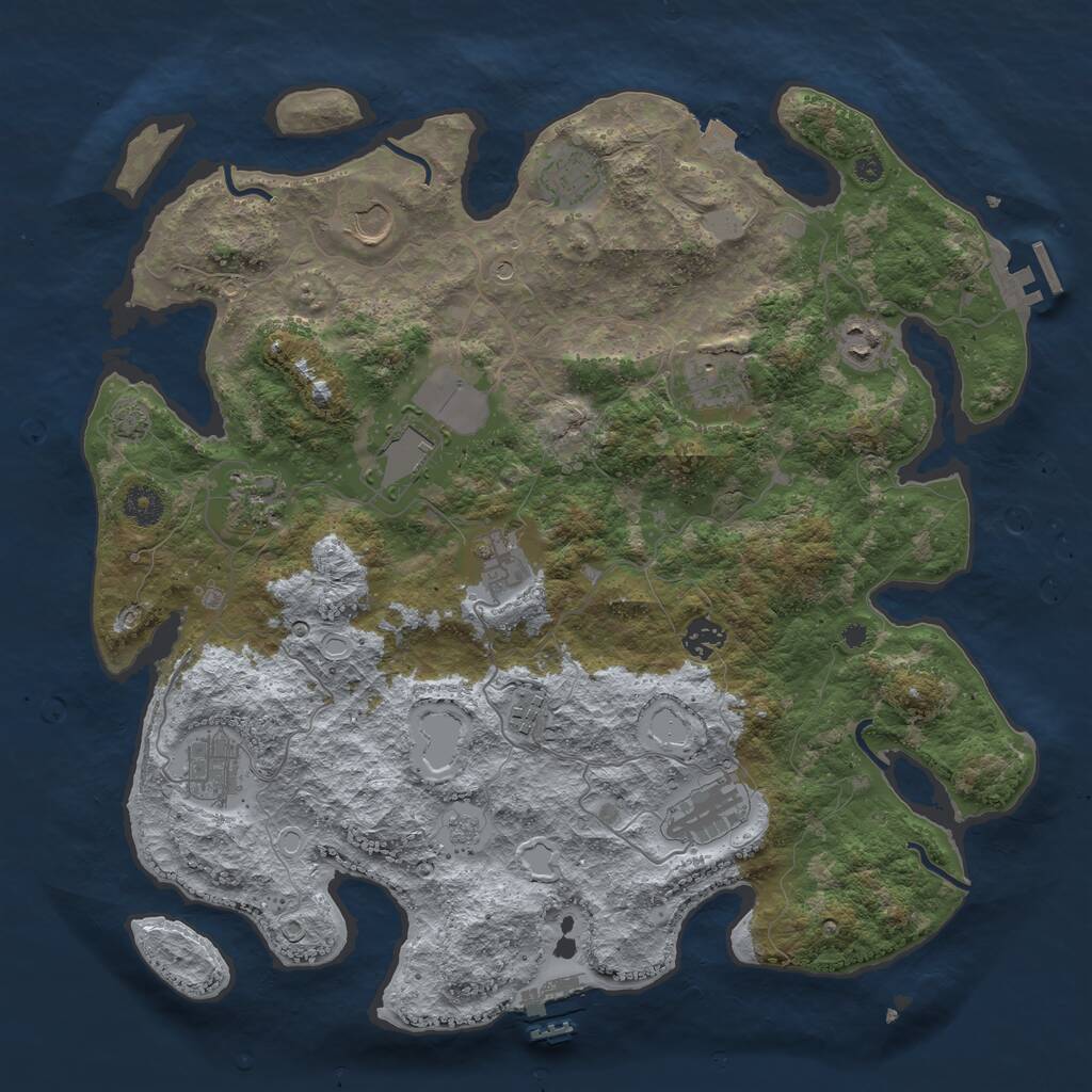 Rust Map: Procedural Map, Size: 3987, Seed: 757223357, 17 Monuments
