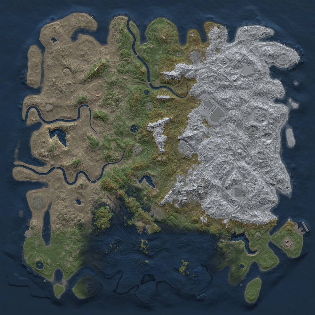Rust Map: Procedural Map, Size: 6000, Seed: 2500, 17 Monuments