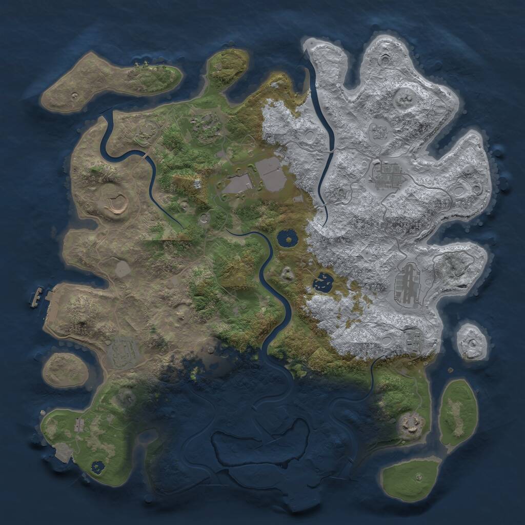 Rust Map: Procedural Map, Size: 3987, Seed: 6281987, 16 Monuments