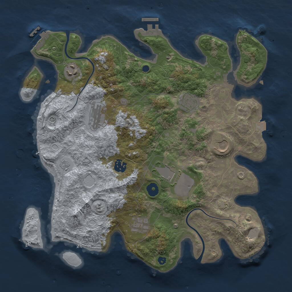 Rust Map: Procedural Map, Size: 3500, Seed: 11509, 13 Monuments