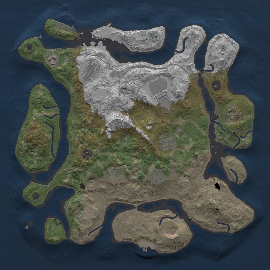 Rust Map: Procedural Map, Size: 4000, Seed: 203555938, 19 Monuments