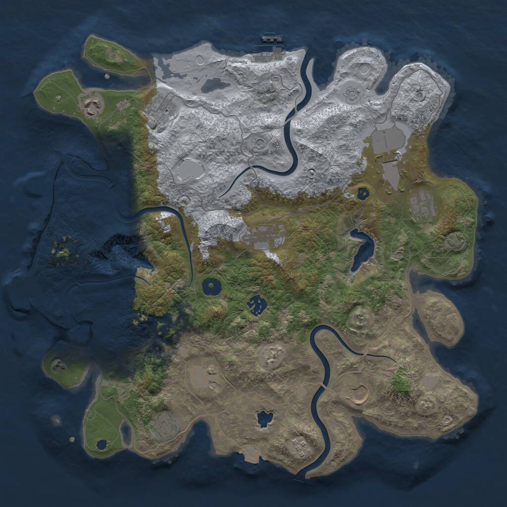 Rust Map: Procedural Map, Size: 4000, Seed: 203555938, 16 Monuments