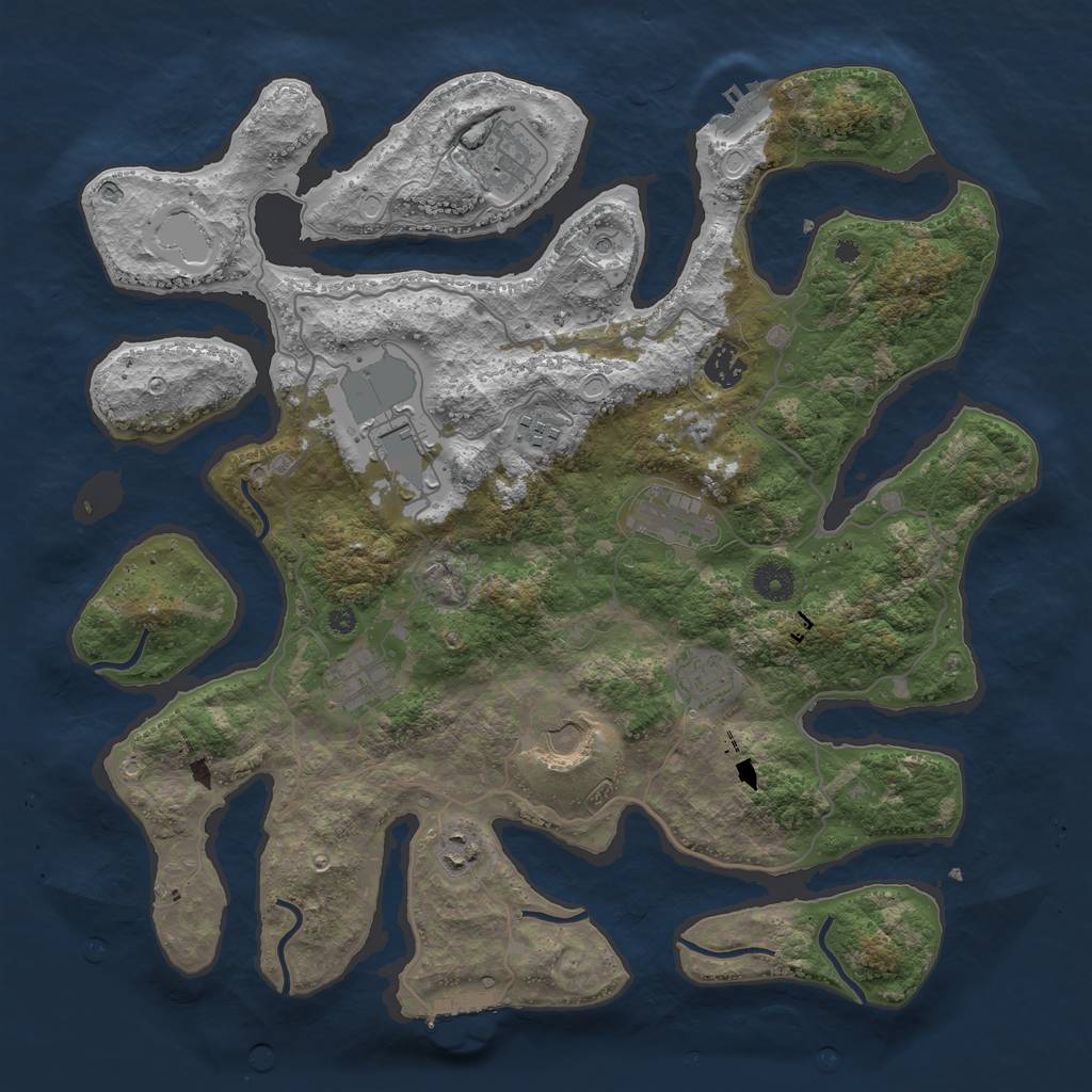 Rust Map: Procedural Map, Size: 4000, Seed: 4592034, 17 Monuments