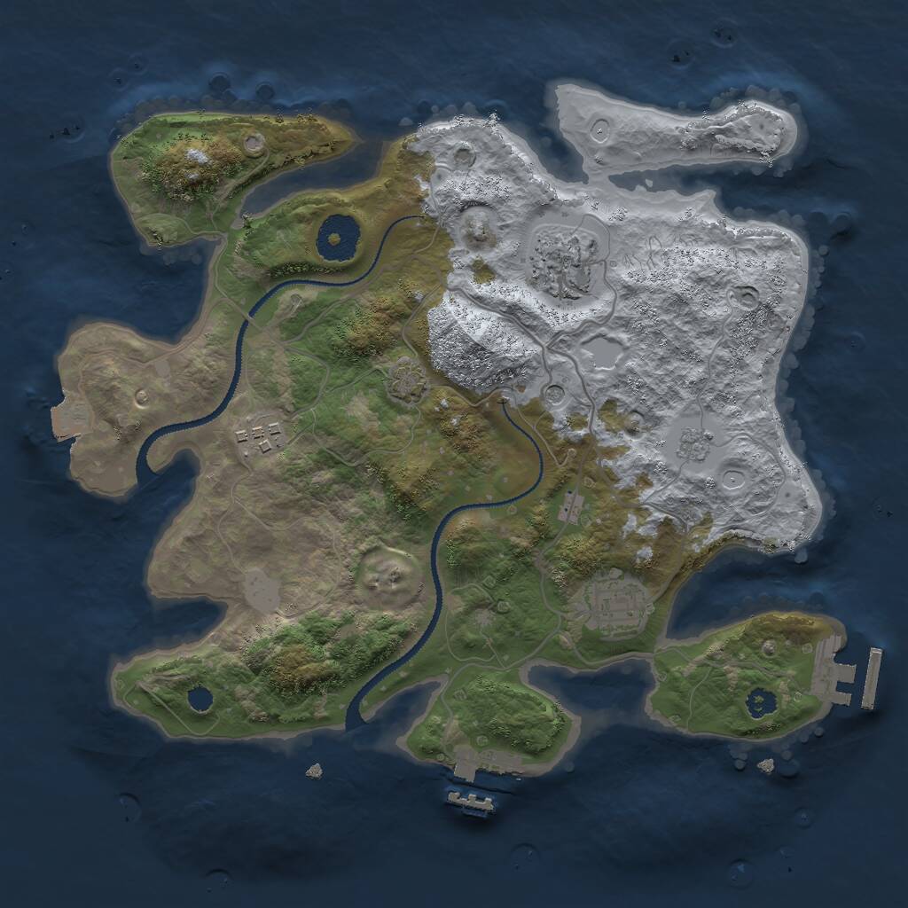 Rust Map: Procedural Map, Size: 3000, Seed: 2078952592, 9 Monuments