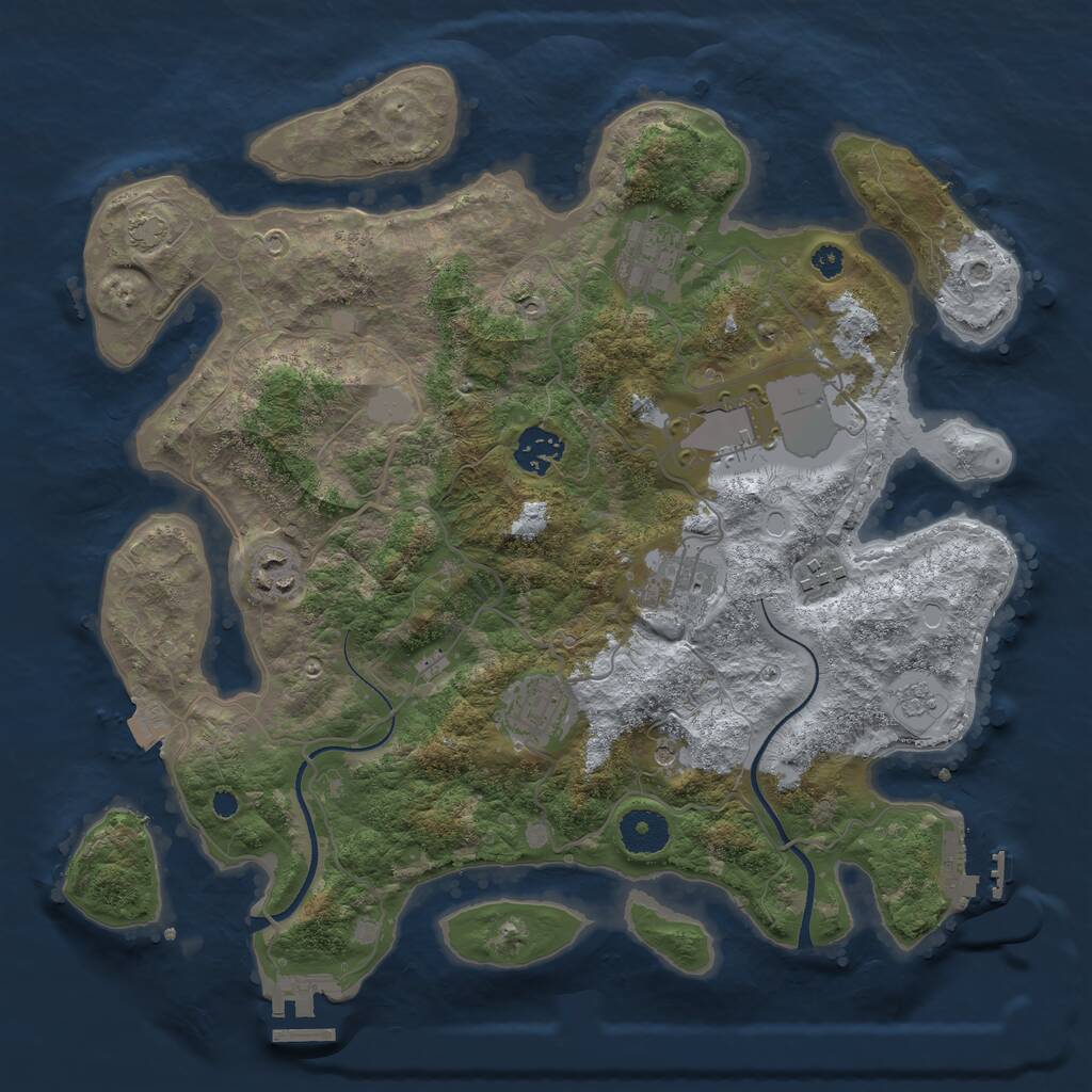 Rust Map: Procedural Map, Size: 3500, Seed: 444666555, 13 Monuments