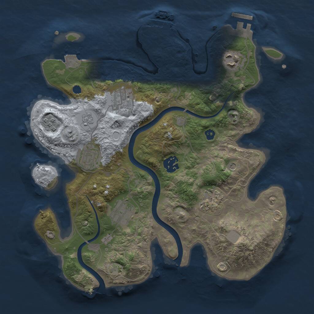 Rust Map: Procedural Map, Size: 3000, Seed: 729476152, 13 Monuments