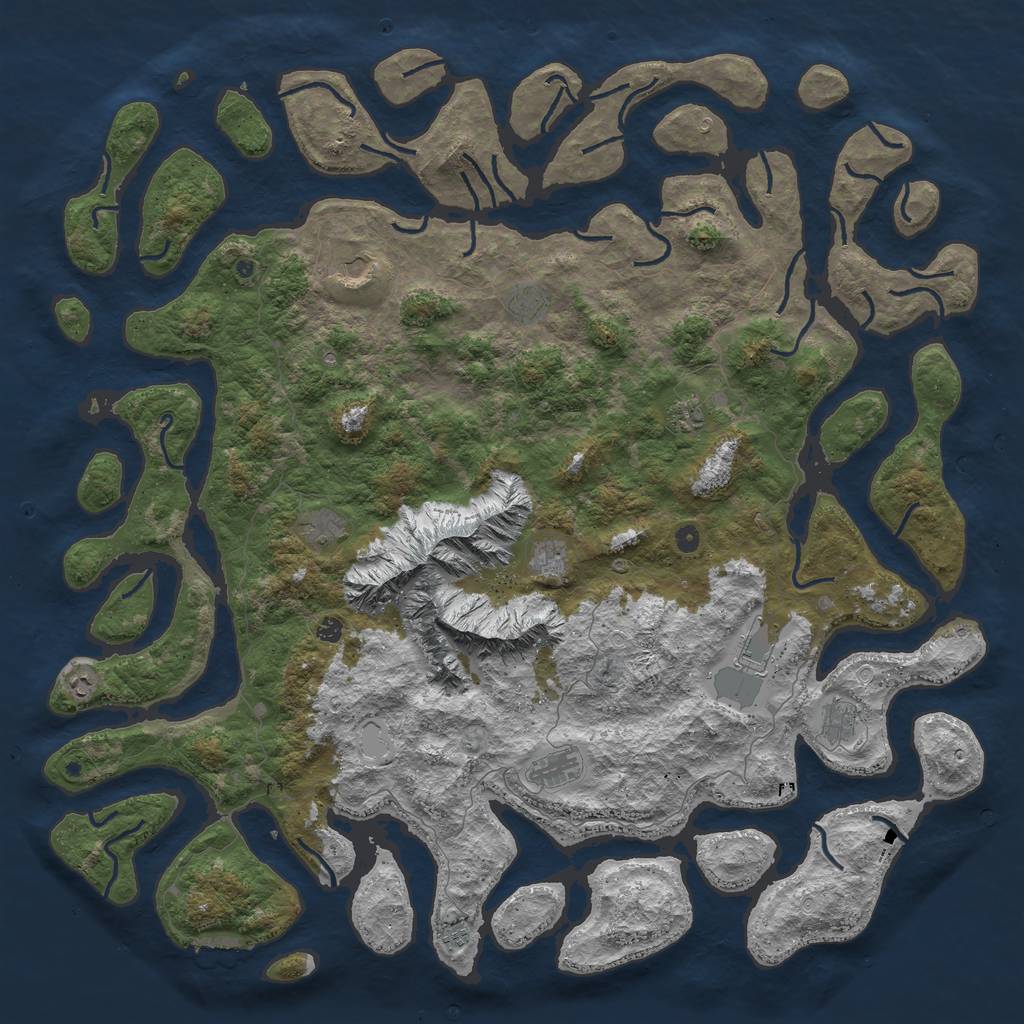 Rust Map: Procedural Map, Size: 6000, Seed: 927273953, 18 Monuments