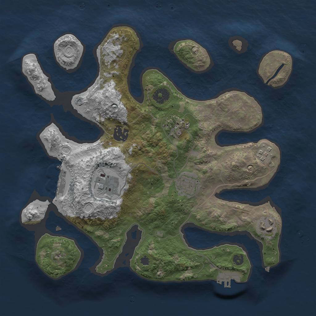 Rust Map: Procedural Map, Size: 3000, Seed: 791248217, 13 Monuments