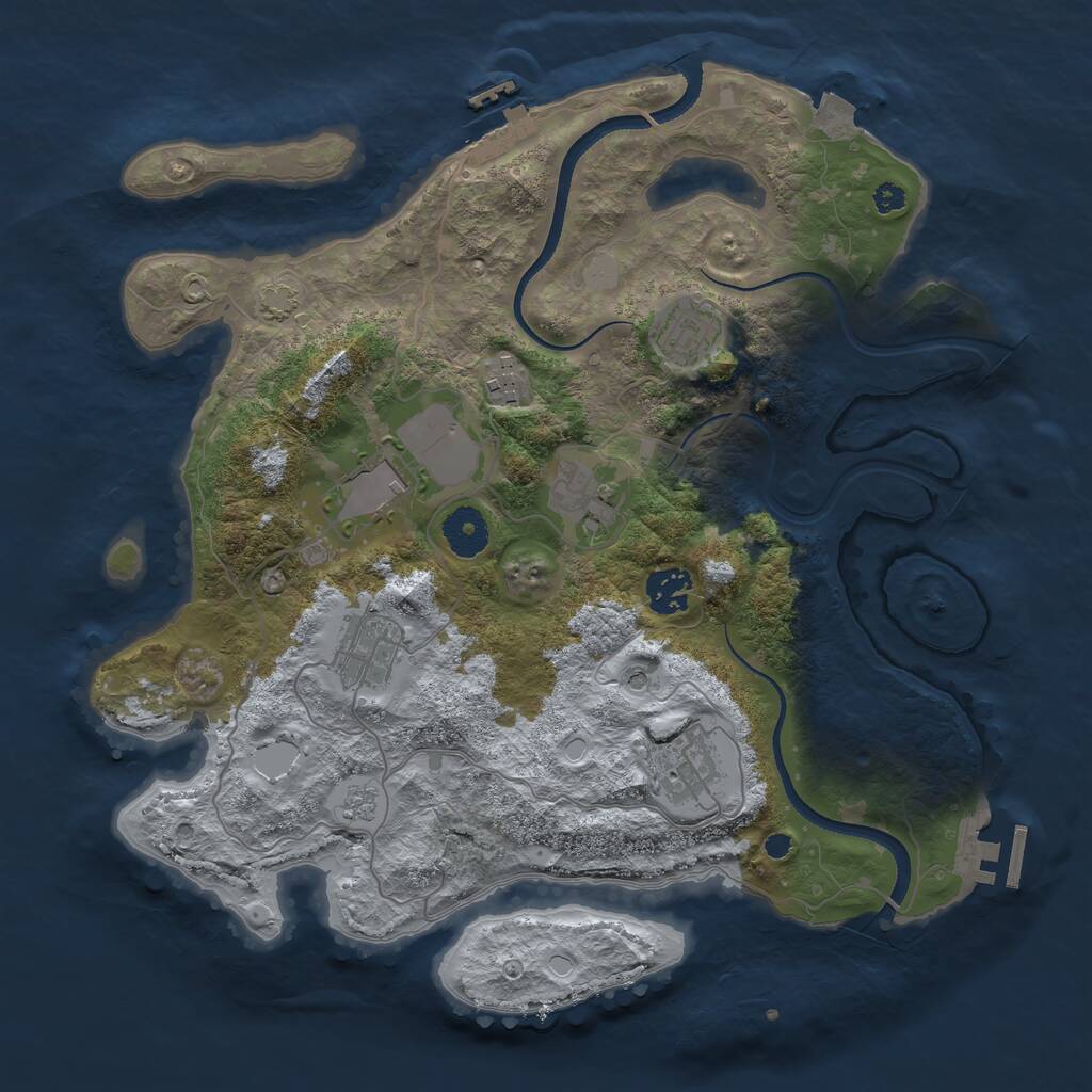 Rust Map: Procedural Map, Size: 3500, Seed: 928311, 13 Monuments
