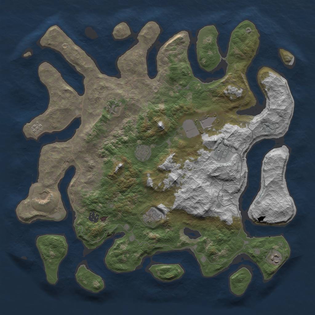 Rust Map: Barren, Size: 4500, Seed: 1161526736, 12 Monuments