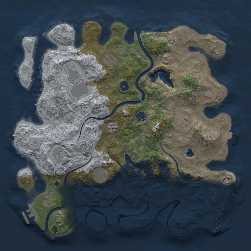 Rust Map: Procedural Map, Size: 4000, Seed: 749851694, 14 Monuments