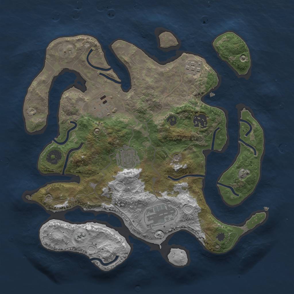 Rust Map: Procedural Map, Size: 3000, Seed: 392075852, 11 Monuments