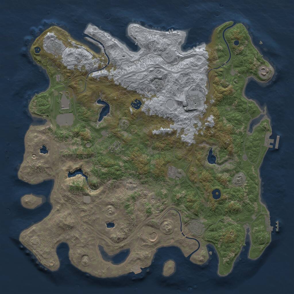 Rust Map: Procedural Map, Size: 4500, Seed: 2071538797, 16 Monuments