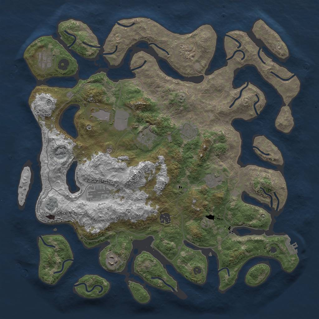 Rust Map: Procedural Map, Size: 4250, Seed: 1361945811, 17 Monuments