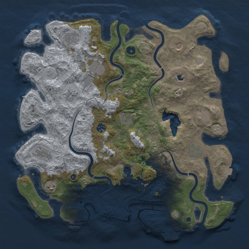 Rust Map: Procedural Map, Size: 4200, Seed: 373205221, 17 Monuments