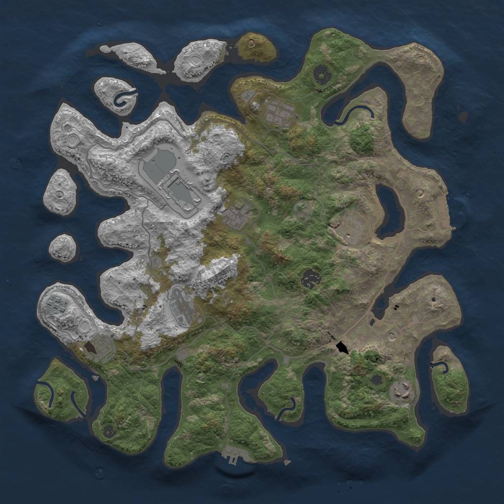 Rust Map: Procedural Map, Size: 4000, Seed: 155637933, 17 Monuments