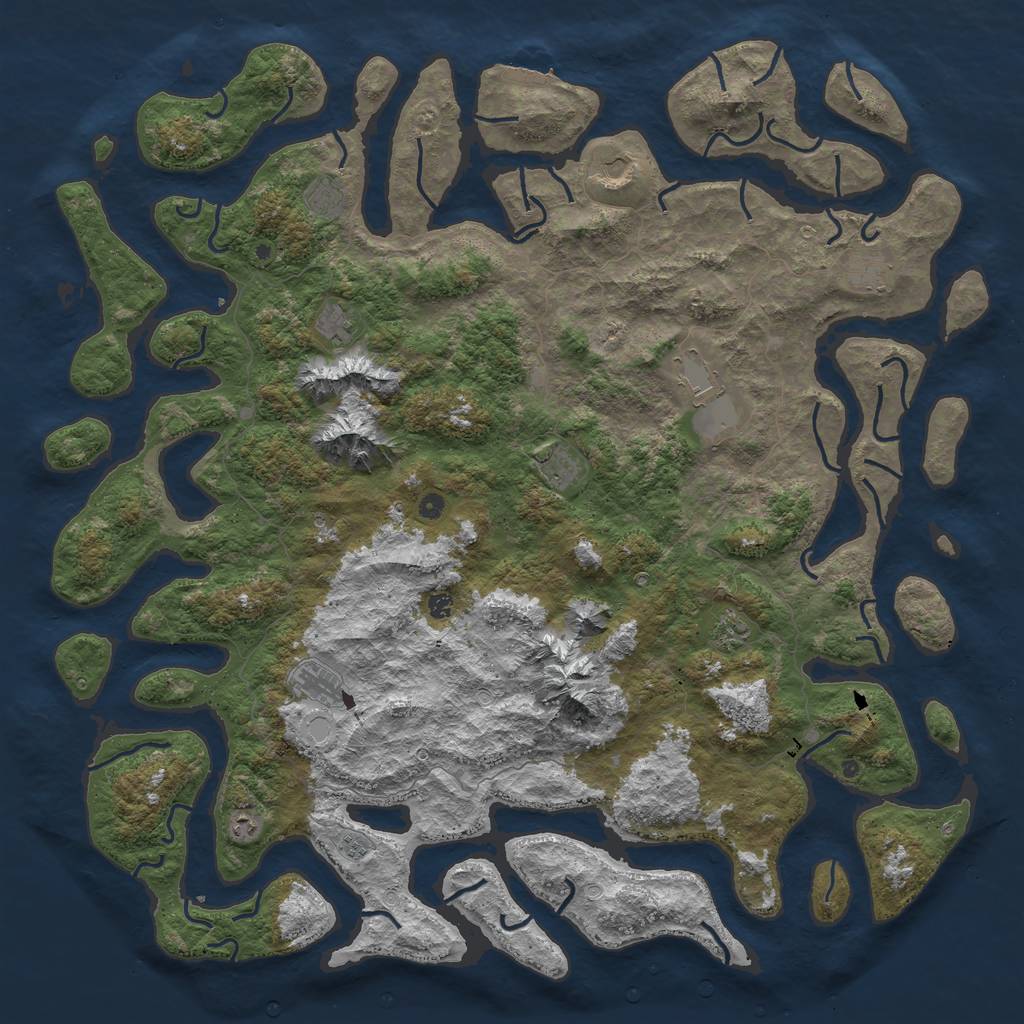 Rust Map: Procedural Map, Size: 6000, Seed: 63873794, 18 Monuments