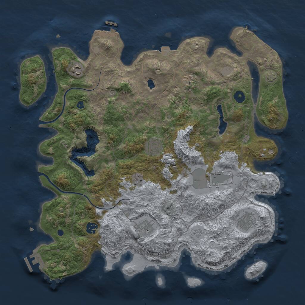 Rust Map: Procedural Map, Size: 4000, Seed: 471530542, 14 Monuments