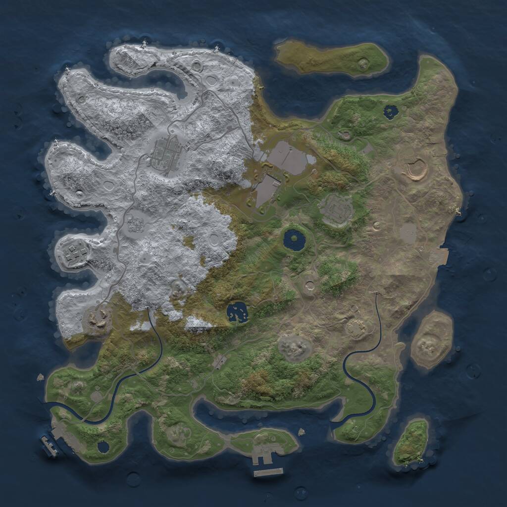 Rust Map: Procedural Map, Size: 3500, Seed: 732922168, 13 Monuments