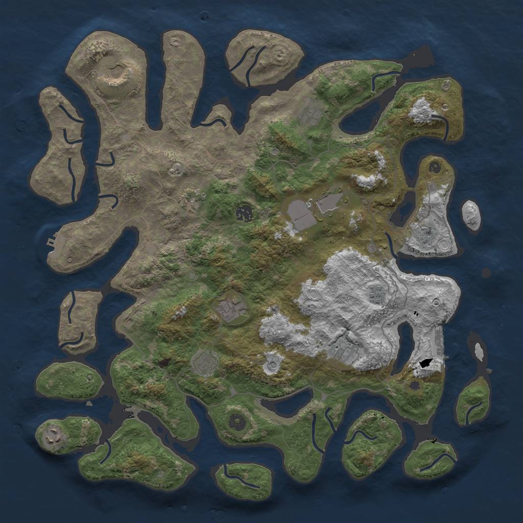 Rust Map: Procedural Map, Size: 4500, Seed: 693528, 18 Monuments