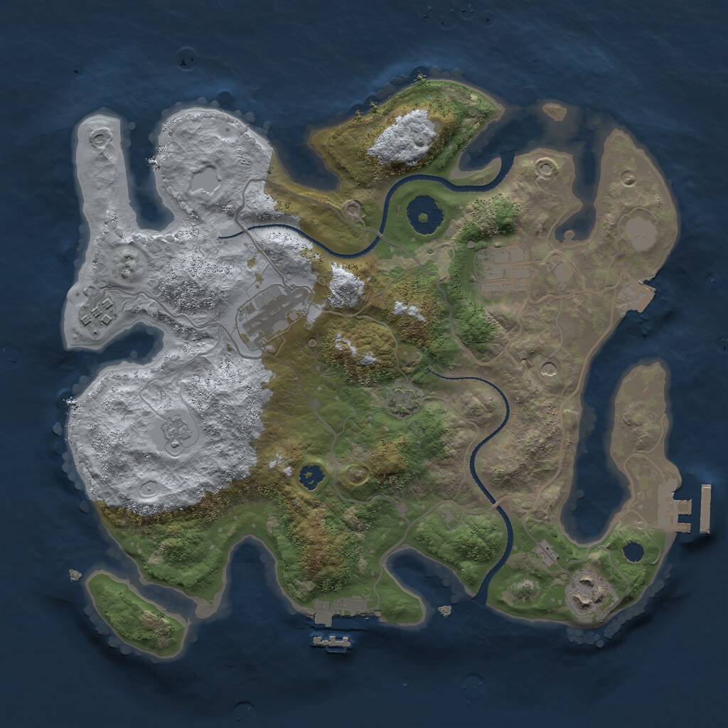 Rust Map: Procedural Map, Size: 3000, Seed: 2210, 10 Monuments