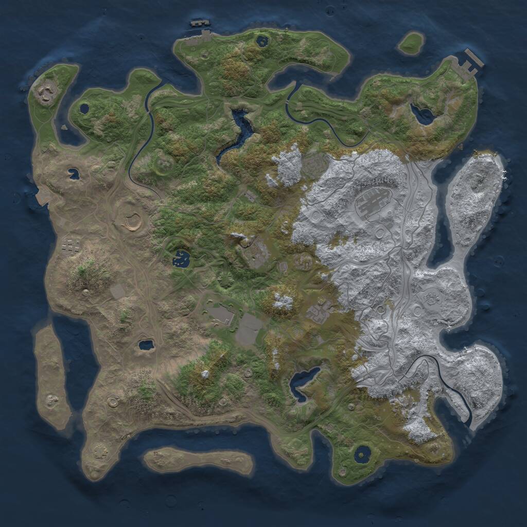 Rust Map: Procedural Map, Size: 4500, Seed: 17091967, 16 Monuments