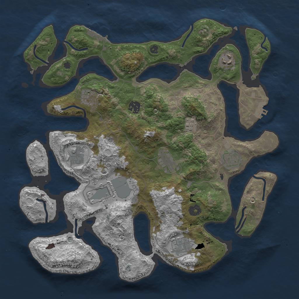 Rust Map: Procedural Map, Size: 3700, Seed: 274439393, 17 Monuments
