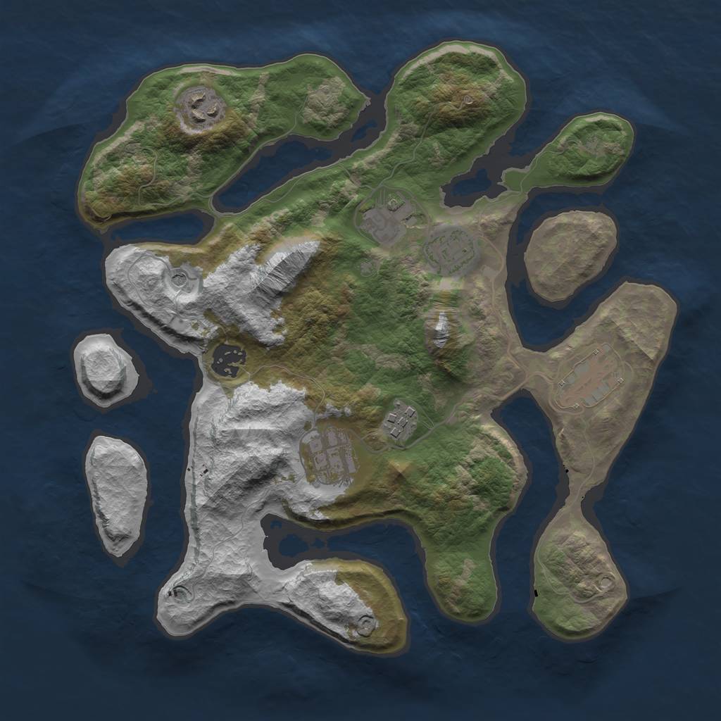 Rust Map: Barren, Size: 3200, Seed: 6389, 10 Monuments