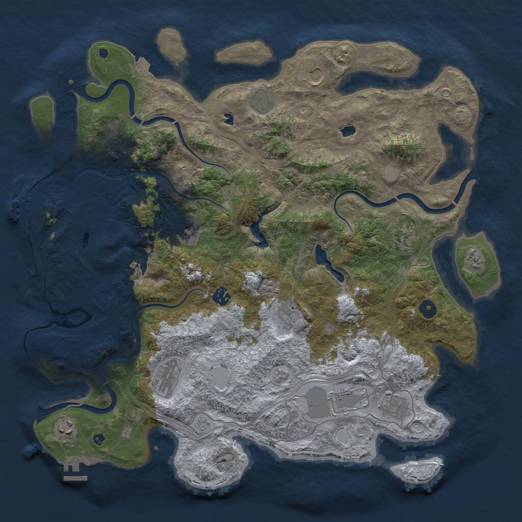 Rust Map: Procedural Map, Size: 4500, Seed: 554218927, 17 Monuments