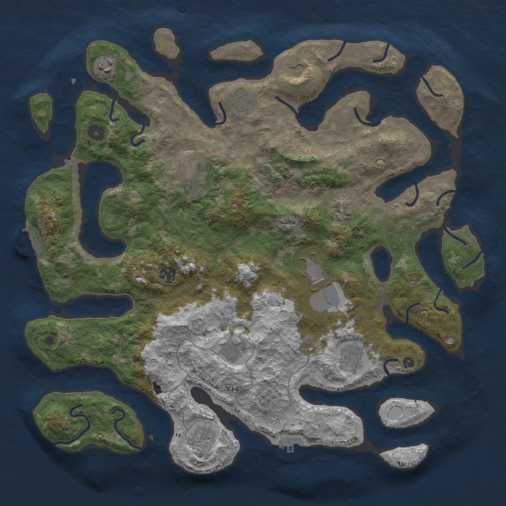 Rust Map: Procedural Map, Size: 4500, Seed: 554218927, 19 Monuments