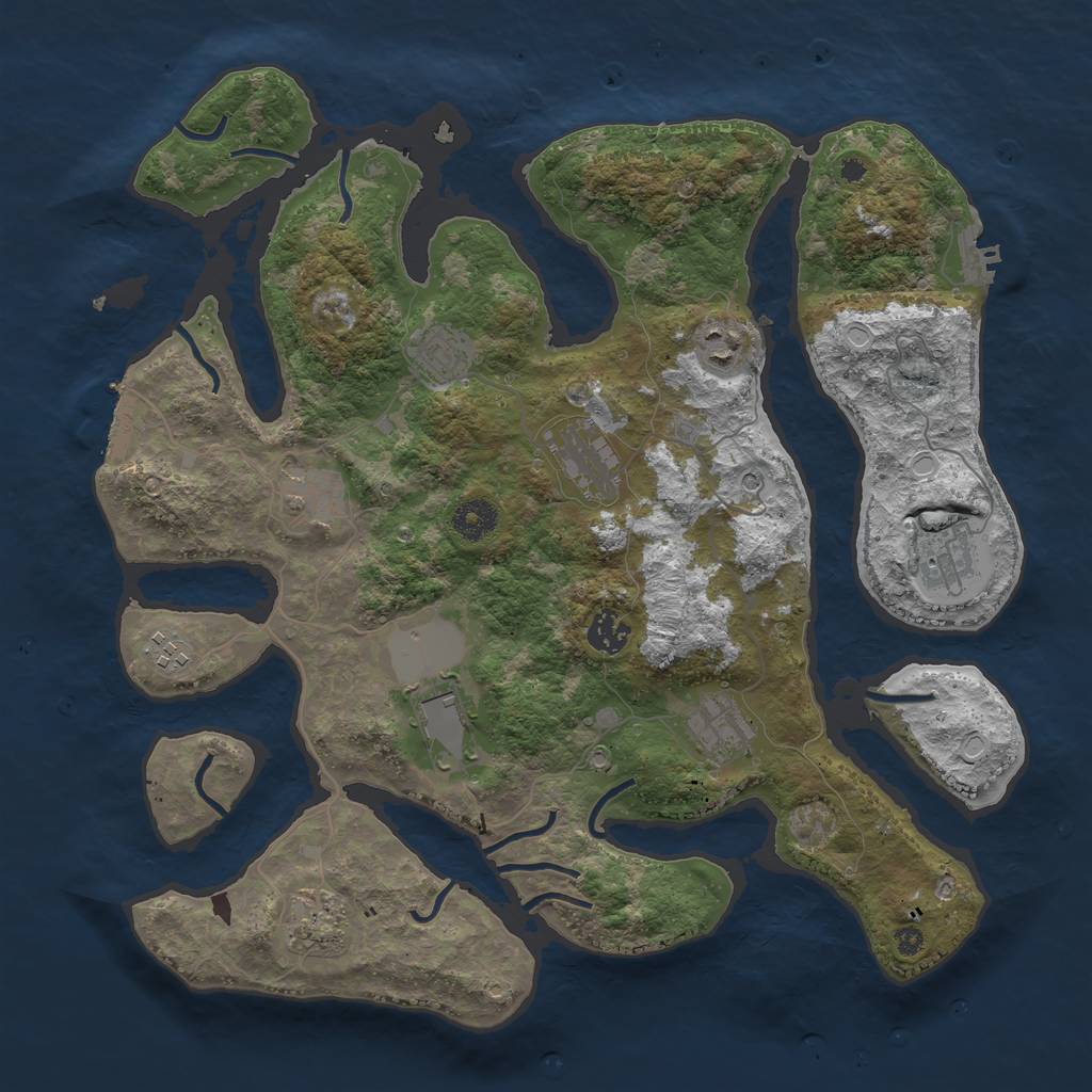 Rust Map: Procedural Map, Size: 3850, Seed: 10603833, 18 Monuments