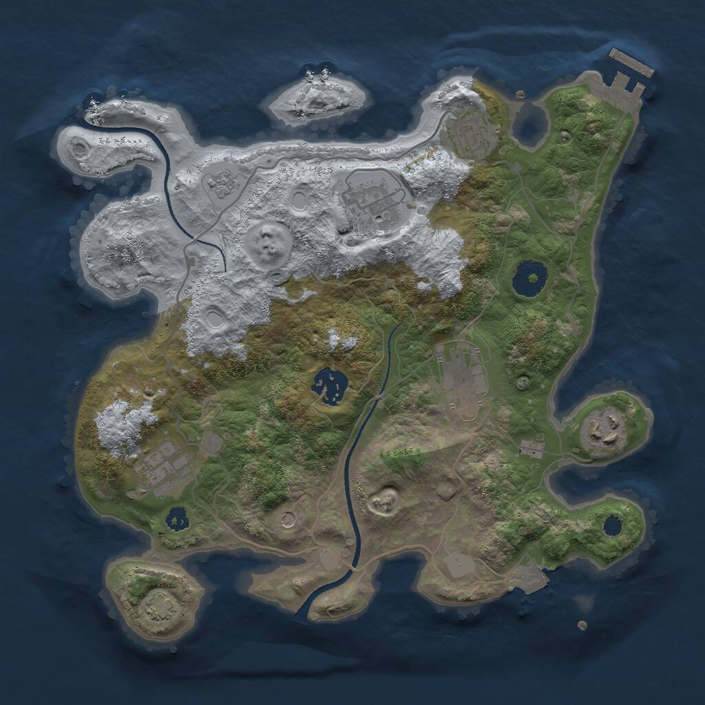 Rust Map: Procedural Map, Size: 3000, Seed: 872350941, 11 Monuments