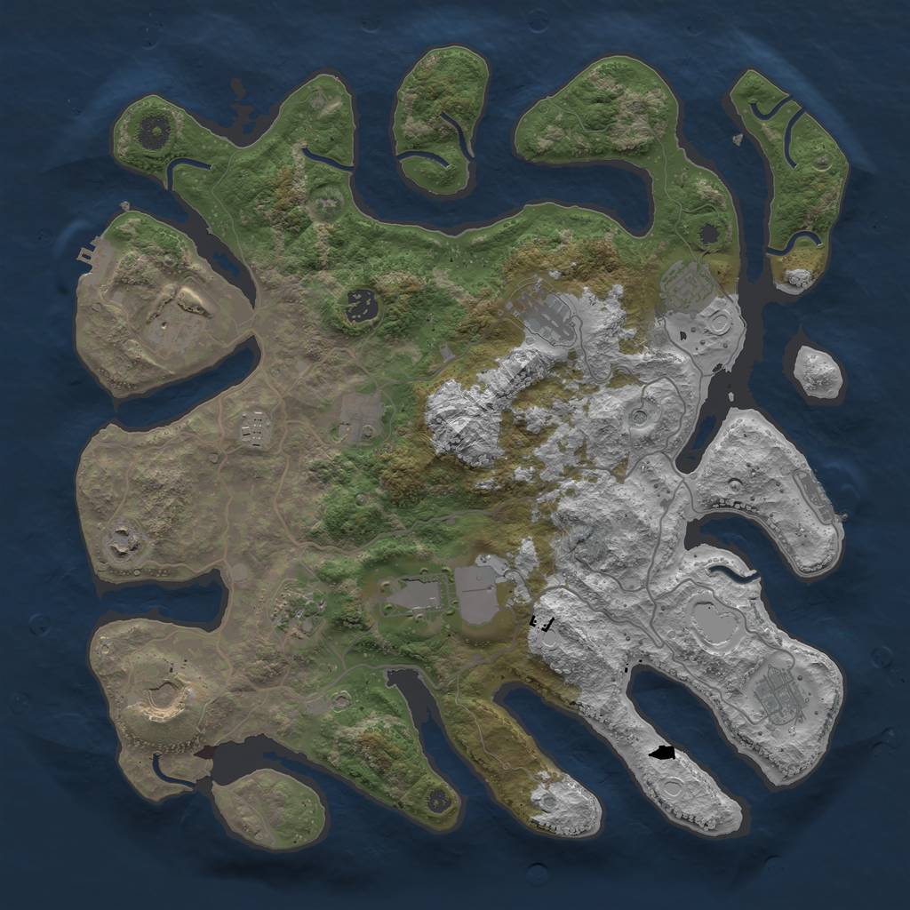 Rust Map: Procedural Map, Size: 4050, Seed: 505947185, 19 Monuments