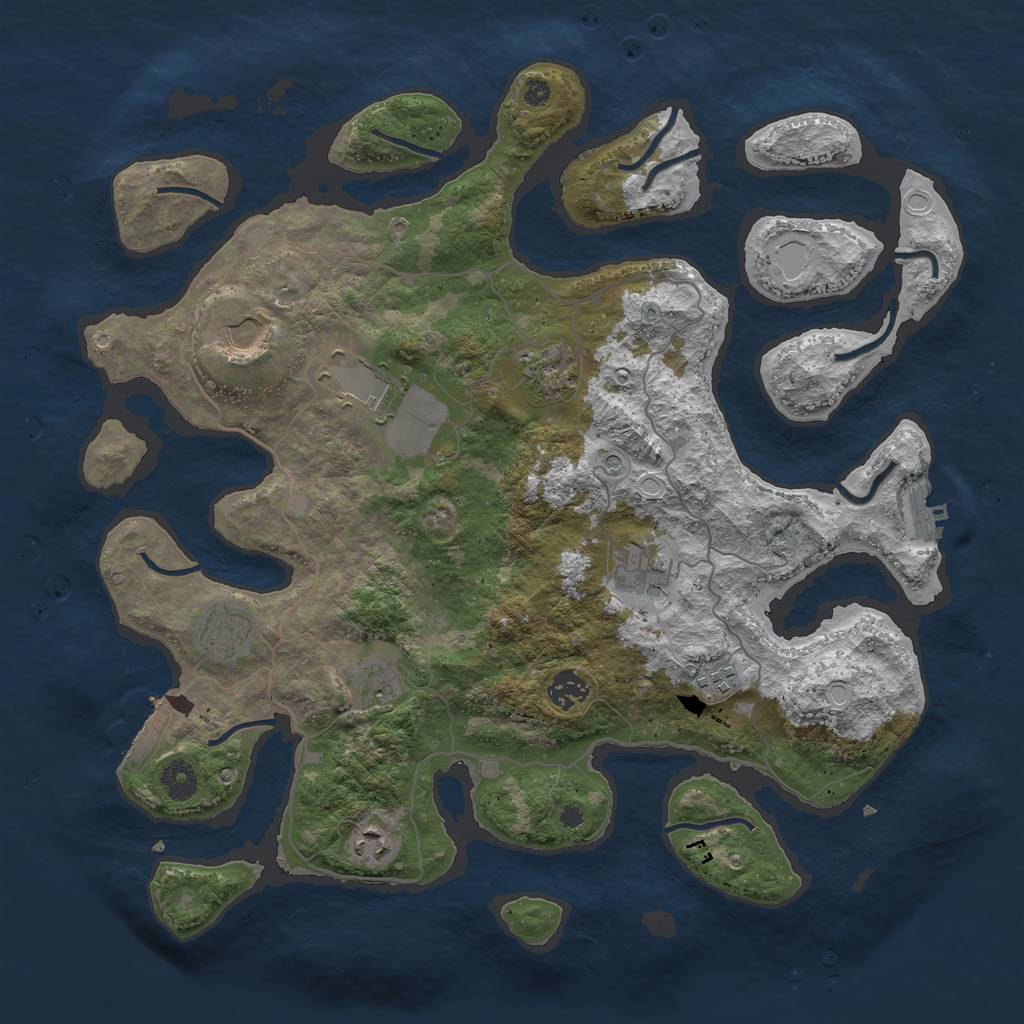 Rust Map: Procedural Map, Size: 4000, Seed: 681779977, 17 Monuments