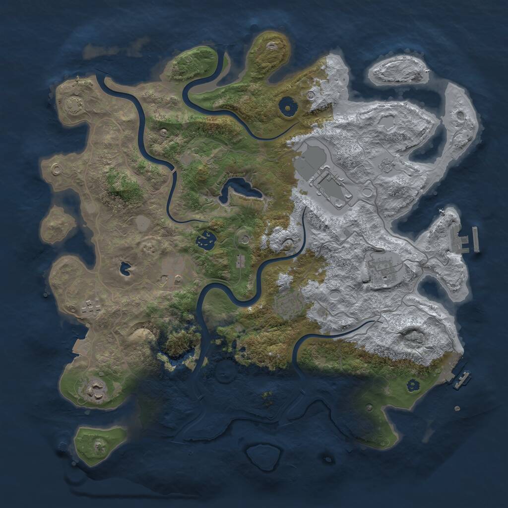 Rust Map: Procedural Map, Size: 4000, Seed: 681779977, 13 Monuments