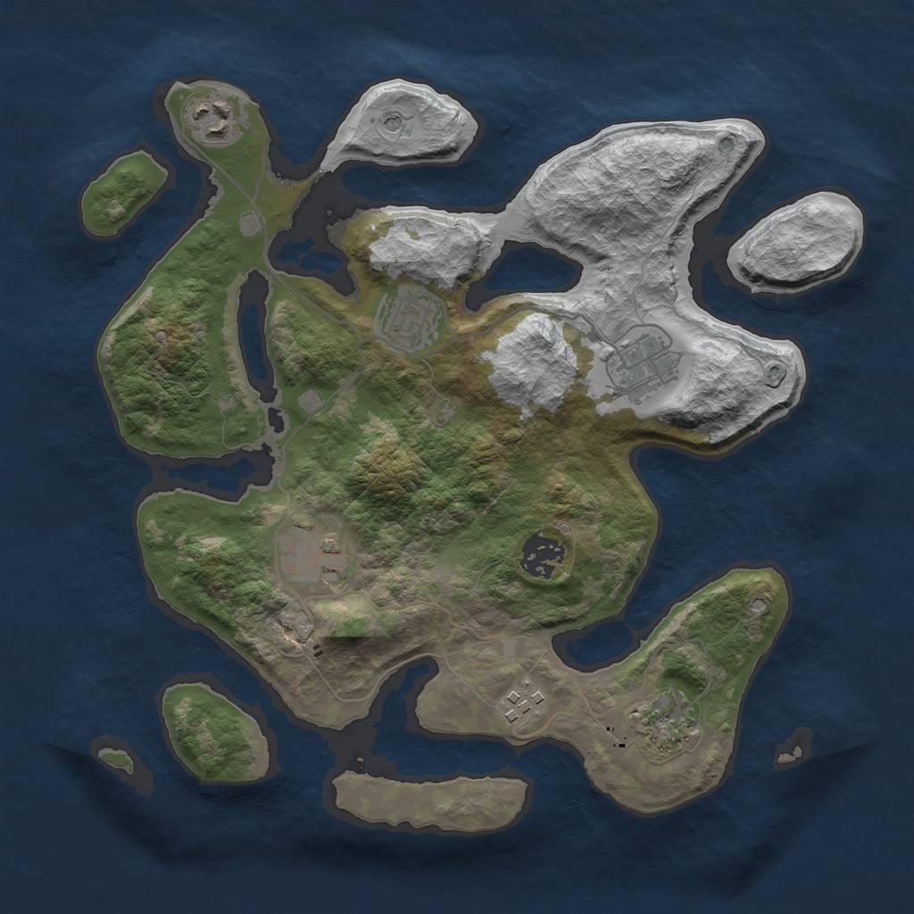 Rust Map: Barren, Size: 3200, Seed: 28, 10 Monuments