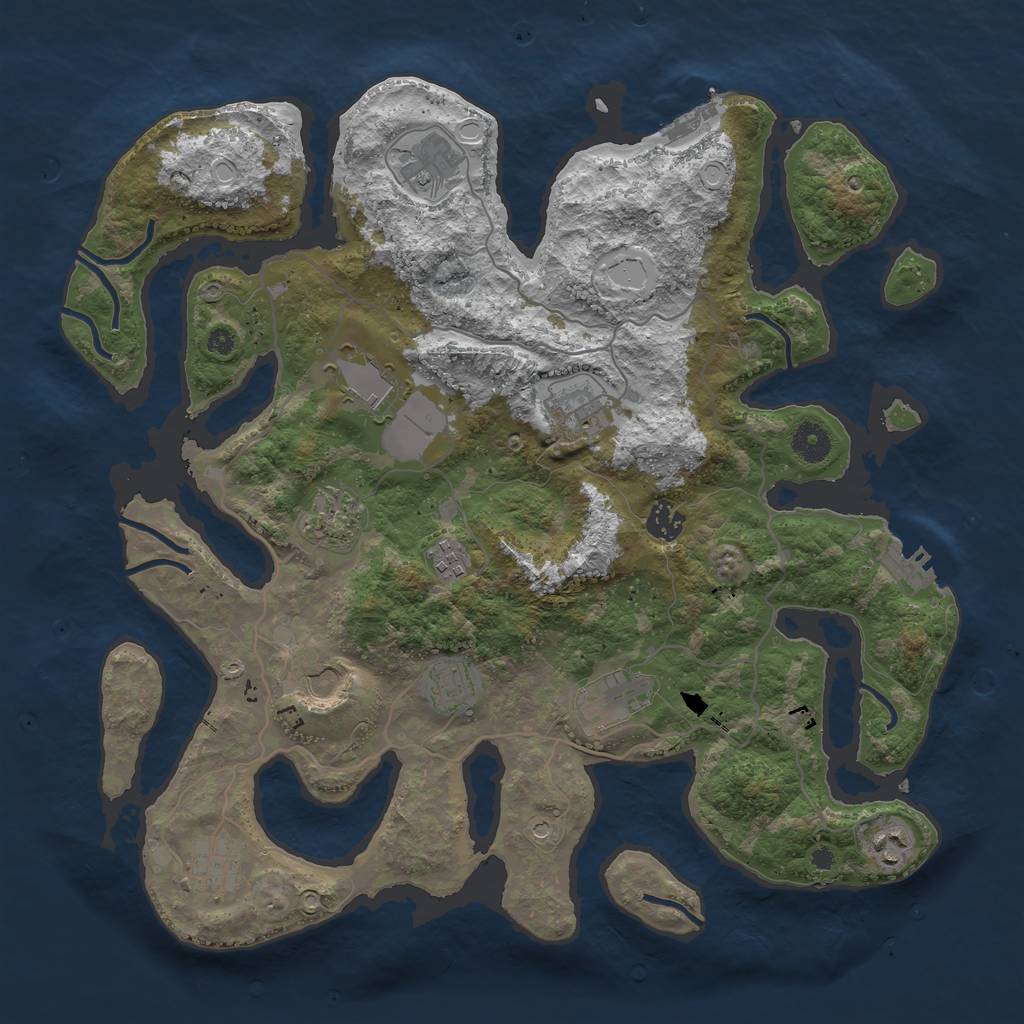 Rust Map: Procedural Map, Size: 4000, Seed: 624666553, 19 Monuments