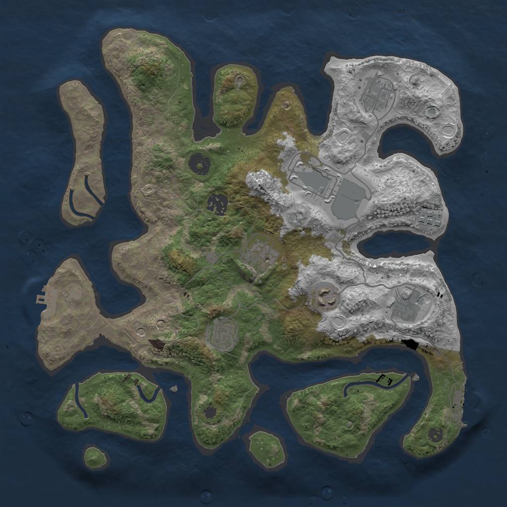 Rust Map: Procedural Map, Size: 3500, Seed: 876163737, 16 Monuments