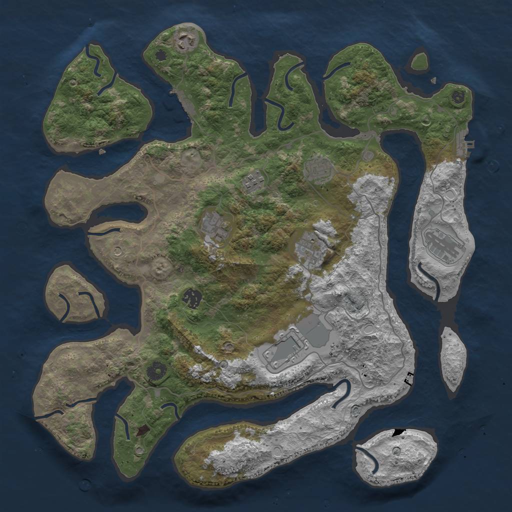 Rust Map: Procedural Map, Size: 4000, Seed: 16469345, 16 Monuments