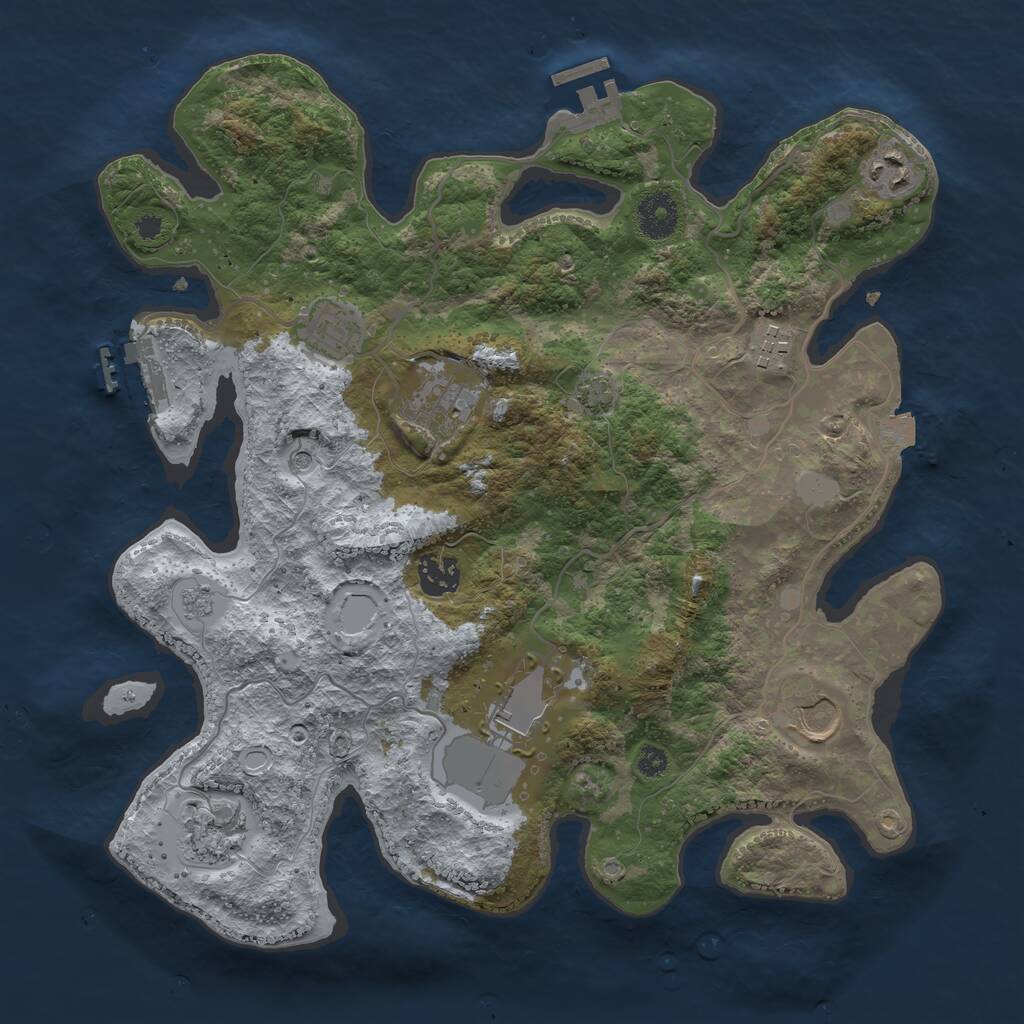 Rust Map: Procedural Map, Size: 3500, Seed: 7076781, 14 Monuments
