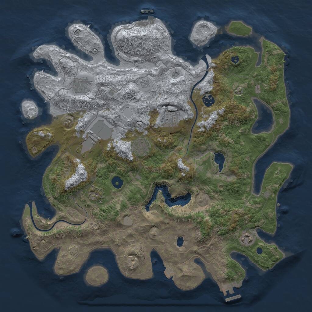 Rust Map: Procedural Map, Size: 4000, Seed: 7879, 13 Monuments