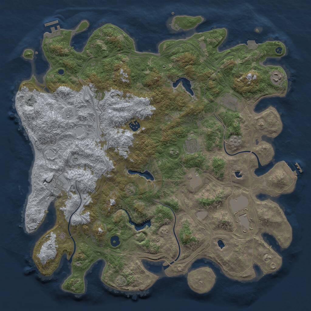 Rust Map: Procedural Map, Size: 4500, Seed: 1358, 14 Monuments