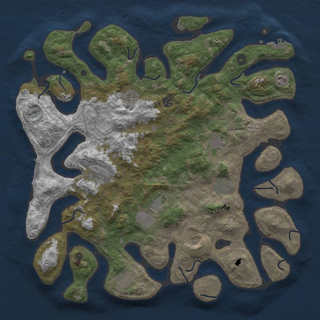 Rust Map: Procedural Map, Size: 4500, Seed: 1358, 18 Monuments