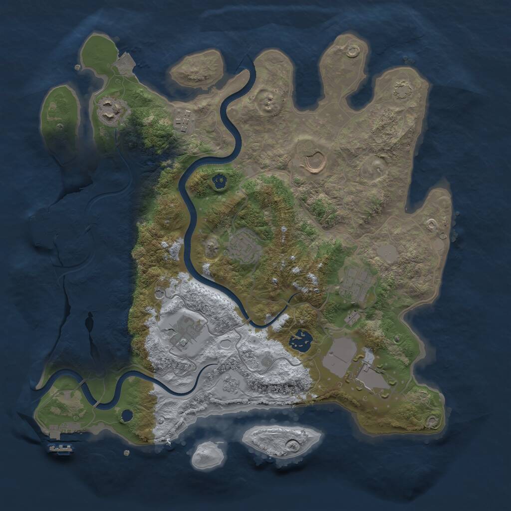 Rust Map: Procedural Map, Size: 3500, Seed: 6541, 14 Monuments