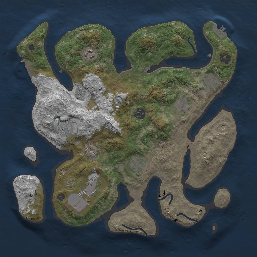 Rust Map: Procedural Map, Size: 3500, Seed: 41137231, 16 Monuments