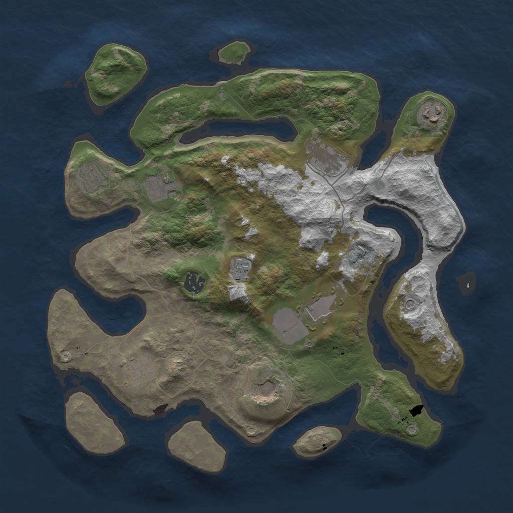 Rust Map: Barren, Size: 3700, Seed: 324570024, 12 Monuments