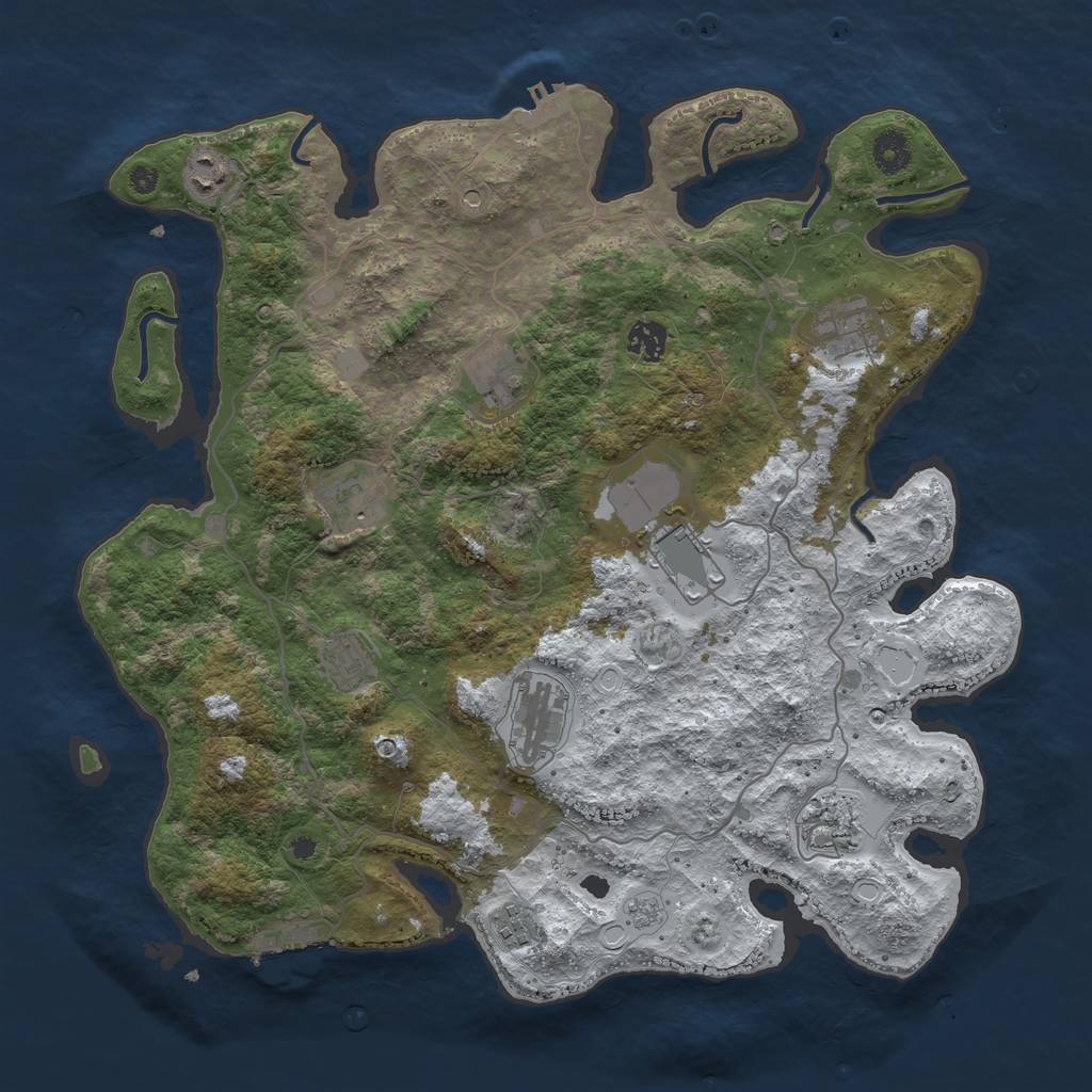 Rust Map: Procedural Map, Size: 4000, Seed: 596, 19 Monuments