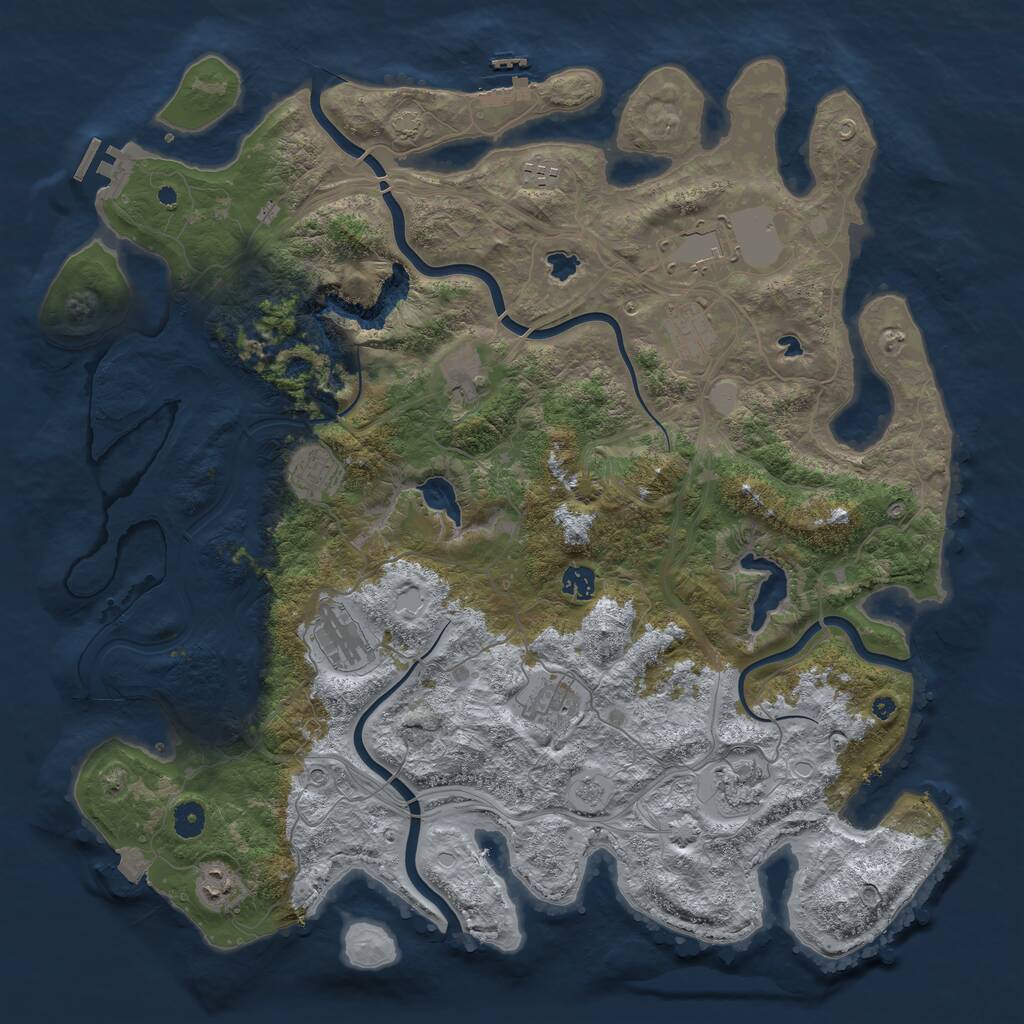 Rust Map: Procedural Map, Size: 4500, Seed: 857434, 16 Monuments