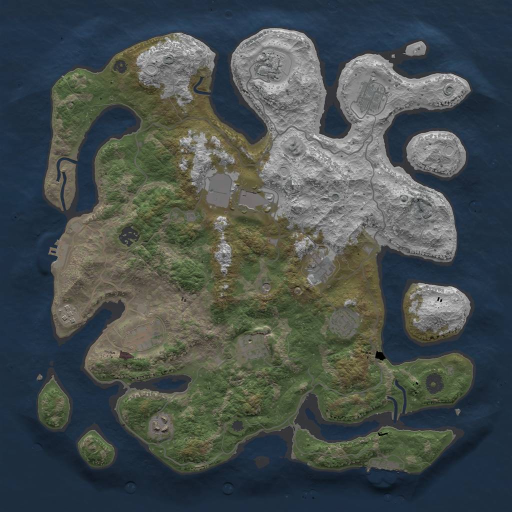 Rust Map: Procedural Map, Size: 4050, Seed: 1621701213, 18 Monuments